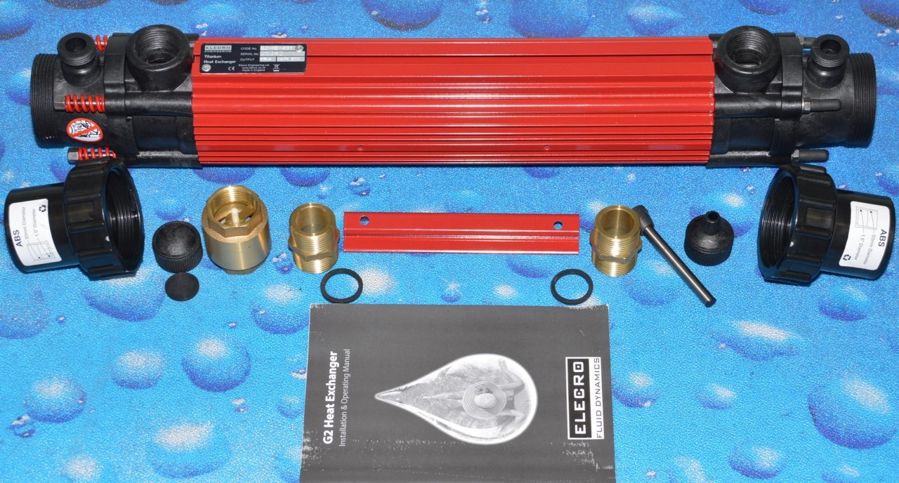 Elecro G2 Titanium heat exchanger for swimming pools, spas, marine and aquariums
