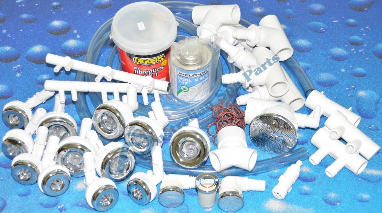 Waterway Spa Bath Plumbing System 12 Jet Kit 55mm & 38mm holes