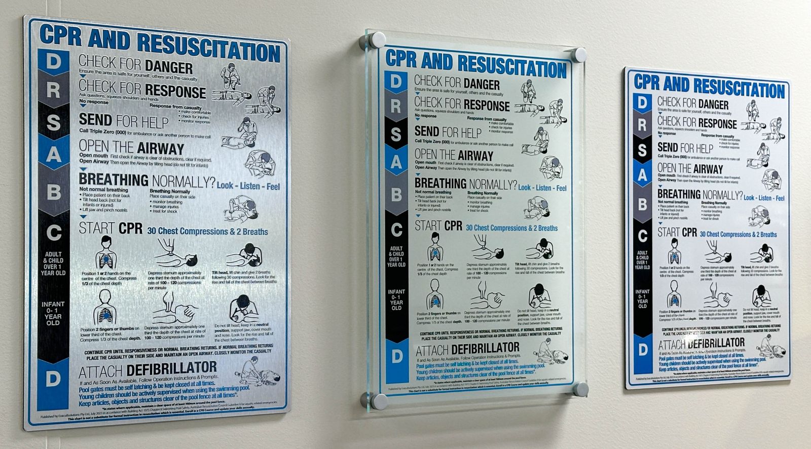 elegant classy CPR signs for spas and pools