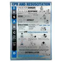 CPR Sign for Spas & Swimming Pools - Large Premium Brushed Aluminium 420mm x 594mm
