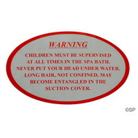 Spa Bath Suction Cover Warning Label / Decal