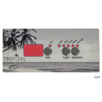 LA Spas Tropical Spas K-18 Topside Panel Touchpad Overlay Decal - 3 Button - 1 Pump, No Air