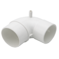 2.5" Spigot to 2" Socket Reducing Street Elbow with ⅜" barb take off