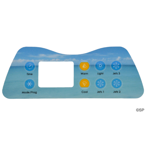 Artesian Spas Island series topside touchpad overlay decal - 8 button, 3 pump