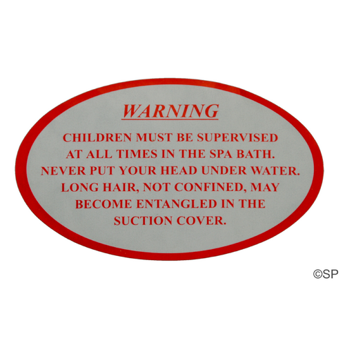 Spa Bath Suction Cover Warning Label / Decal