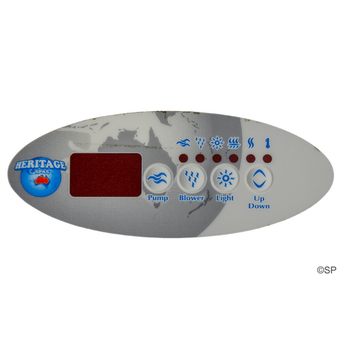 Gecko / Spa Builders TSC-9 / K-9 4 button Overlay Decal Sticker - Heritage Spas