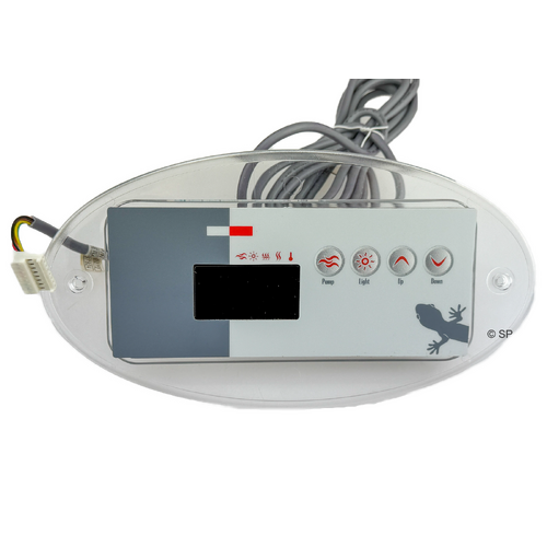 Gecko / Spa Builders TSC-19 / K-19 / Hydroquip Eco-7 Topside Panel - with Oval Placard & Rectangular decal Jets-Light-Up-Down