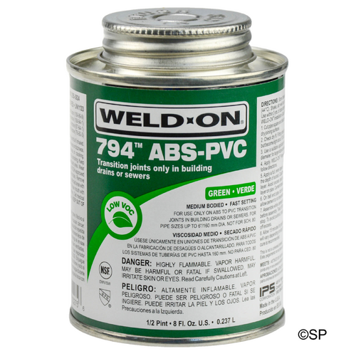 IPS Weld-On 794 ABS-PVC Transitional Solvent Cement - 1 pint/473ml - Green