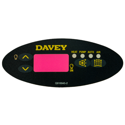 Davey Spaquip Spa Power 601 Oval Touchpad Decal / Overlay
