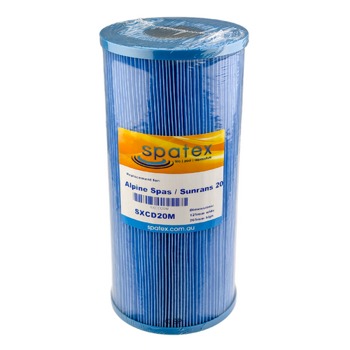267mm L x 125mm D Alpine Spas / Sunrans CD20 Replacement Pleated Cartridge Filter - Anti-Microbial