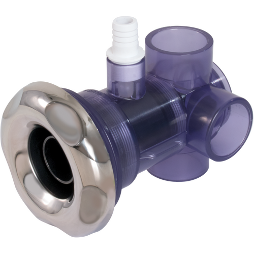 Waterway Turbo Jet - Whirlpool 2-3 port Diverter Jet - Stainless Steel /  Dark Silver Grey