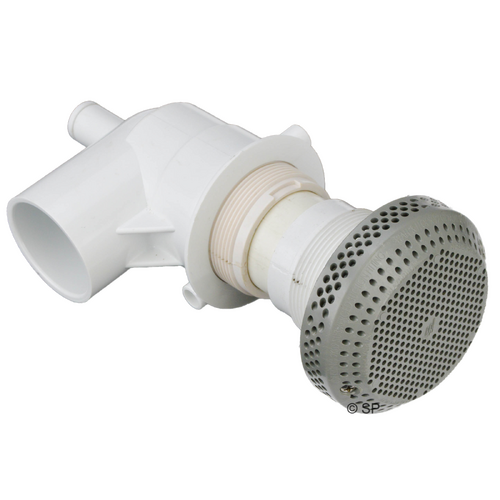 Waterway Plastics Extended Thread 3.5" Hi Flo Suction 1.5" S Elbow for Timber Hot Tubs - 484 lpm rated - Grey